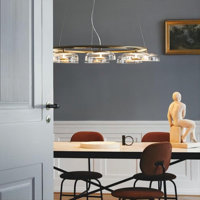 금색 유리 6등 LED 샹들리에 | 1 + 1 무료