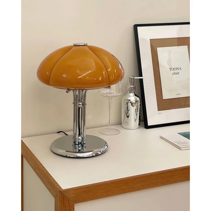레트로 바우하우스 머쉬룸 유리 테이블 램프 |1 + 1 무료